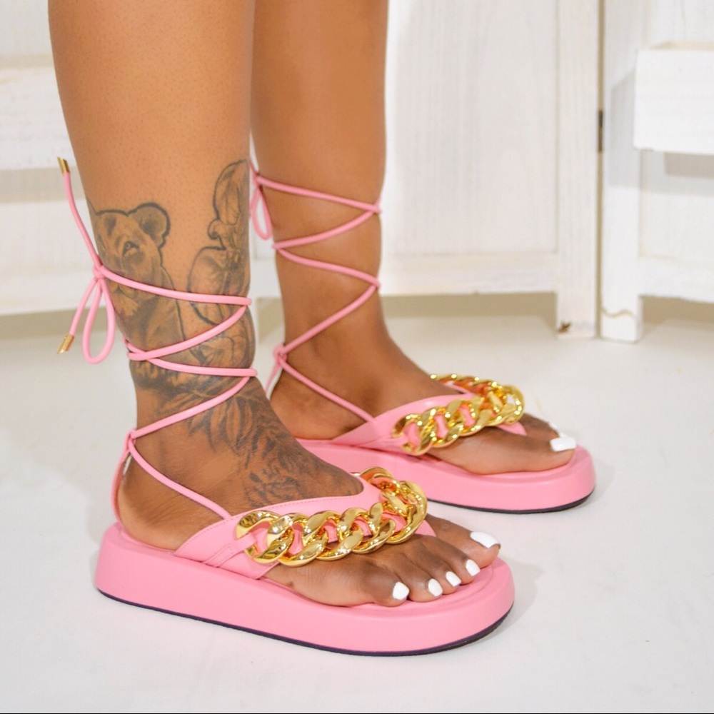Lexi Lace Up Sandals (Pink)